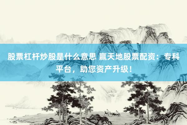 股票杠杆炒股是什么意思 赢天地股票配资：专科平台，助您资产升级！
