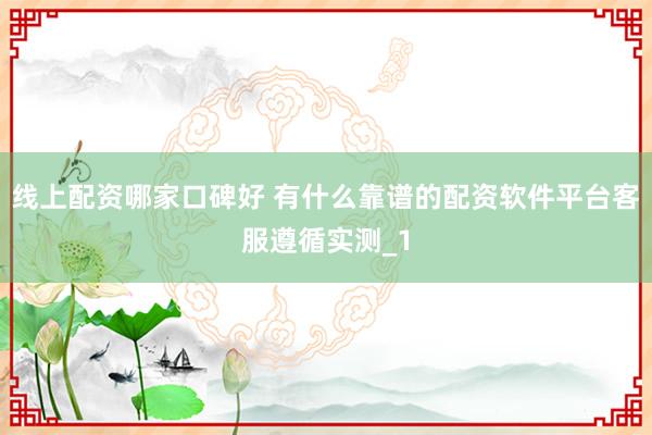 线上配资哪家口碑好 有什么靠谱的配资软件平台客服遵循实测_1