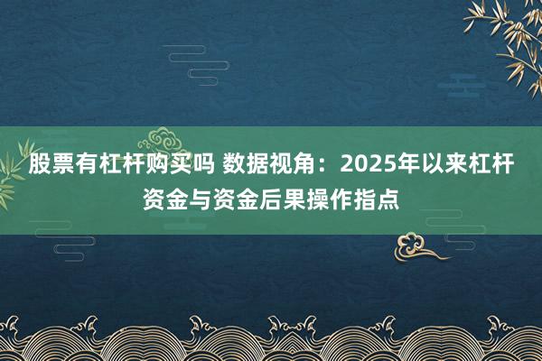 股票有杠杆购买吗 数据视角：2025年以来杠杆资金与资金后果操作指点