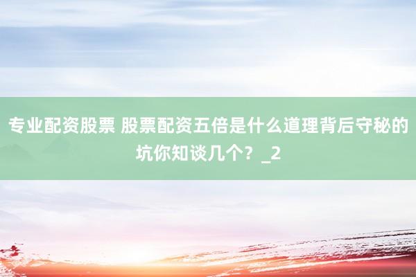专业配资股票 股票配资五倍是什么道理背后守秘的坑你知谈几个？_2